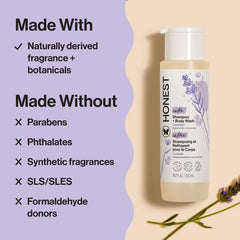 The Honest Company Calm Shampoo + Body Wash - Travel Size - Lavender- 2 fl oz: Dye-Free, Paraben-Free, Phthalate-Free, Artificial Fragrance-Free
