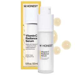 Honest Beauty Vitamin C Radiance Serum with Hyaluronic Acid - 1 fl oz: Skin Tone Improvement, Brightening, Anti-Aging, Hydrating