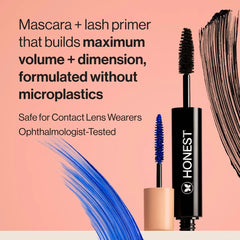 Honest Beauty Extreme Volume Mascara and Bold Lash Primer Black - Travel Size - 0.27 fl oz: Paraben-Free, Vegan, Includes Applicator