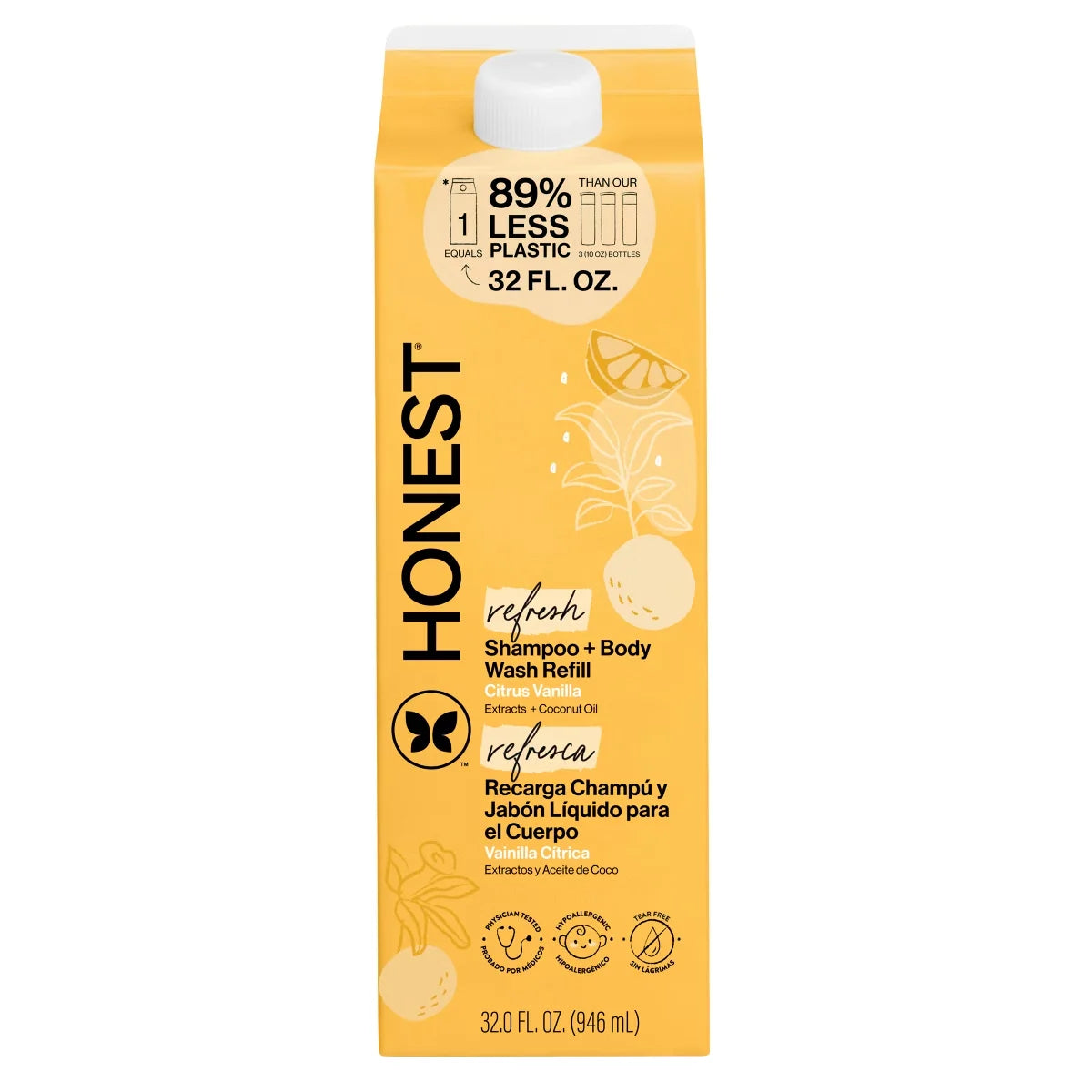 The Honest Company Refresh Shampoo + Body Wash Refill - Citrus Vanilla - 32 fl oz: Basic Cleansing, All Hair Types, Daily Use