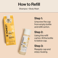 The Honest Company Refresh Shampoo + Body Wash Refill - Citrus Vanilla - 32 fl oz: Basic Cleansing, All Hair Types, Daily Use