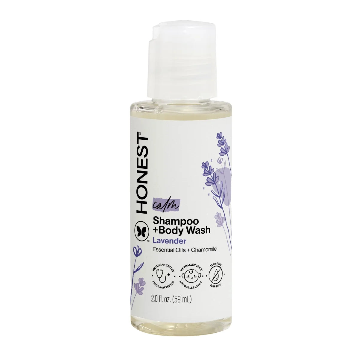The Honest Company Calm Shampoo + Body Wash - Travel Size - Lavender- 2 fl oz: Dye-Free, Paraben-Free, Phthalate-Free, Artificial Fragrance-Free