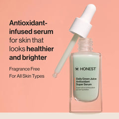 Honest Beauty Daily Green Juice Antioxidant Super Facial Serum - Travel Size - 1 fl oz: Vegan, Deep Hydration, Face Application