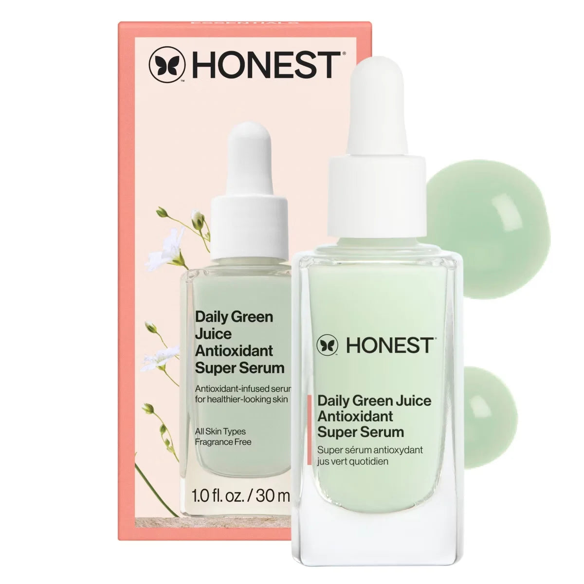 Honest Beauty Daily Green Juice Antioxidant Super Facial Serum - Travel Size - 1 fl oz: Vegan, Deep Hydration, Face Application